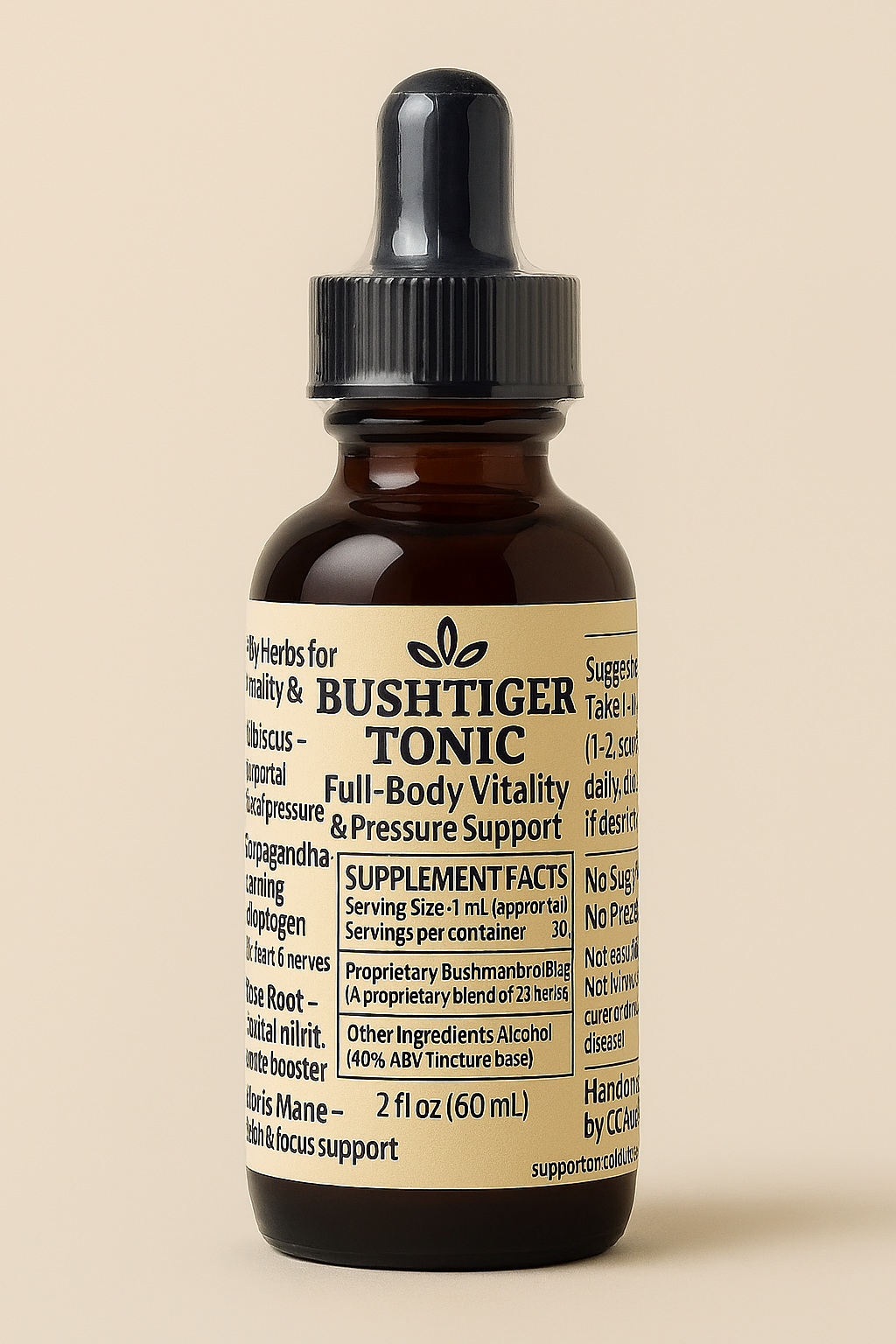 BushTiger Tonic – Herbal Vitality: to energize, balance, and nourish your whole body. (2 fl oz)